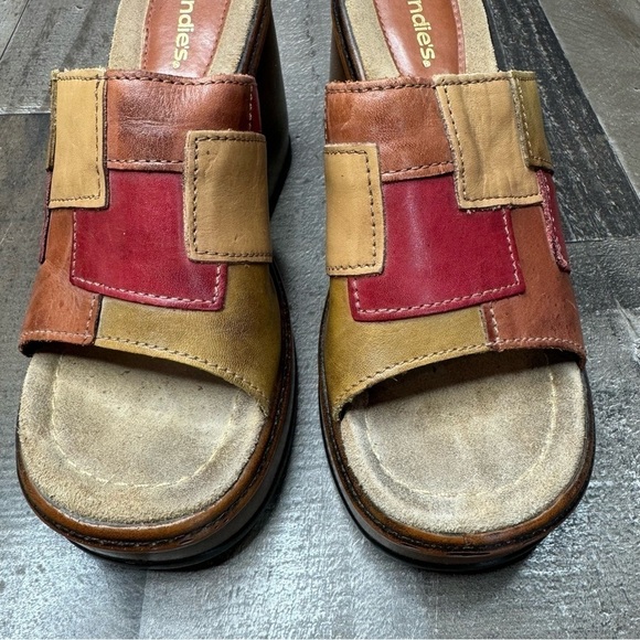 Candie’s Vintage 00’s Leather Platform Chunky Patchwork Slides size 7 1/2 - Picture 4 of 14